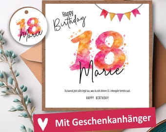 Geburtstagskarte 18. Geburtstag | „Die Welt gehört dir!“ | Handmade Glückwunschkarte volljährig | Personalisierter Anhänger