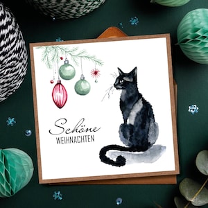 Christmas card tomcat I Cat Christmas I Card with envelope I Christmas card watercolor
