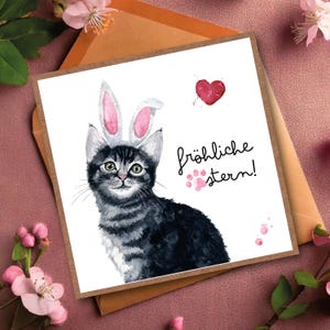 Lustige Osterkarte mit Katze I Osterkatze I Katzenliebe I Liebesgruß Katze I Post