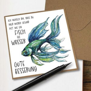 Karte I Klappkarte I Gute Besserung I Fisch I Post I Genesungswünsche