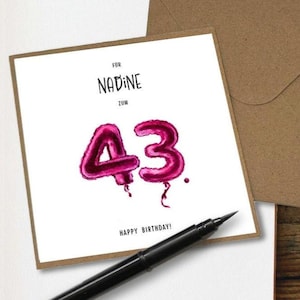 Personalisierbare Geburtstagskarte I Klappkarte I Persönlich mit Name I Zahlenluftballons I Post I Happy Birthday I Individuelles Geschenk