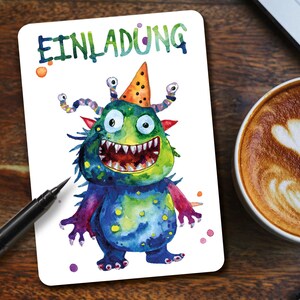 Einladung Kindergeburtstag mit Name I Personalisierbare Einladungskarten I Monsterparty I Kinderparty I Set Einladungen