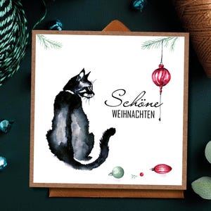 Christmas card cat I Cat chaos I Card with envelope I Christmas card watercolor