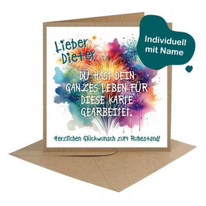 Karte zur Rente I Personalisierbare Glückwunschkarte I Rentner Geschenkekarte I Kollegenabschied I Personalisierbare Abschiedskarte