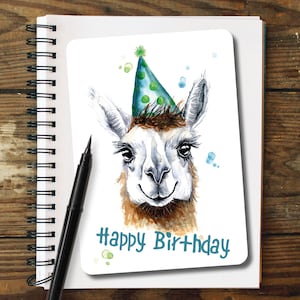 Geburtstagskarte I Grußkarte I Happy Birthday I Wünsche zum Geburtstag mit Lama Alpaka