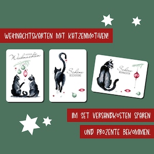 Christmas card set cat I Christmas gift cat mom I card with envelope I Christmas card watercolor