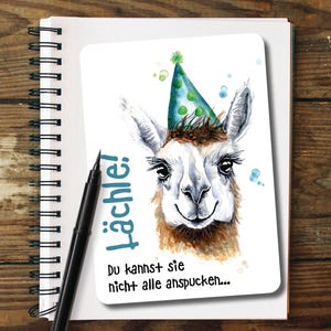Aufmunternde witzige Karte I Witzige Grußkarte I Spuckendes Lama I Lustige Postkarte mit Lama Alpaka