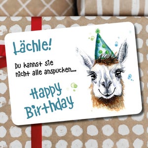 Aufmunternde Geburtstagskarte I Witzige Grußkarte I Happy Birthday I Wünsche zum Geburtstag mit Lama Alpaka