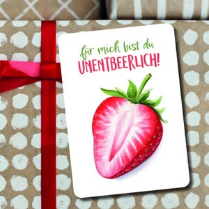 Postkarte Erdbeere I Küchenkunst I Liebespost I Grußkarte I Geschenk I Unentbeerlich
