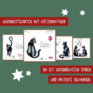 Christmas card set cat I Christmas gift cat mom I card with envelope I Christmas card watercolor