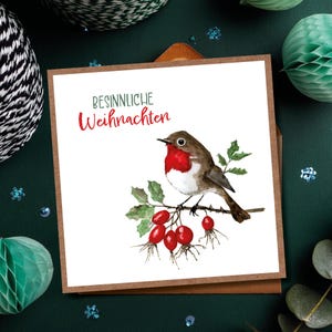 Weihnachtskarte I Weihnachtsgeschenk Schwiegermutter I Karte mit Umschlag I Weihnachtskarte Rotkehlchen
