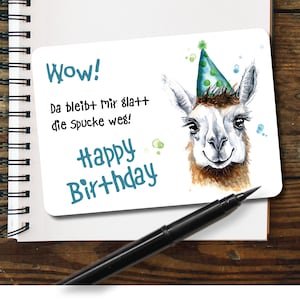 Wow Geburtstagskarte I Witzige Grußkarte I Happy Birthday I Wünsche zum Geburtstag mit Lama Alpaka