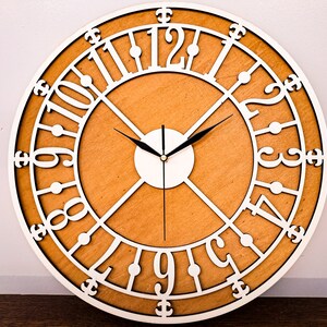 Oversize Holz Wanduhr, minimalistisch, Bauernhaus Wanduhr, industrielle, ungewöhnliche, leise Wanduhr, Laubsägearbeit, Retro-Stil. große Uhr