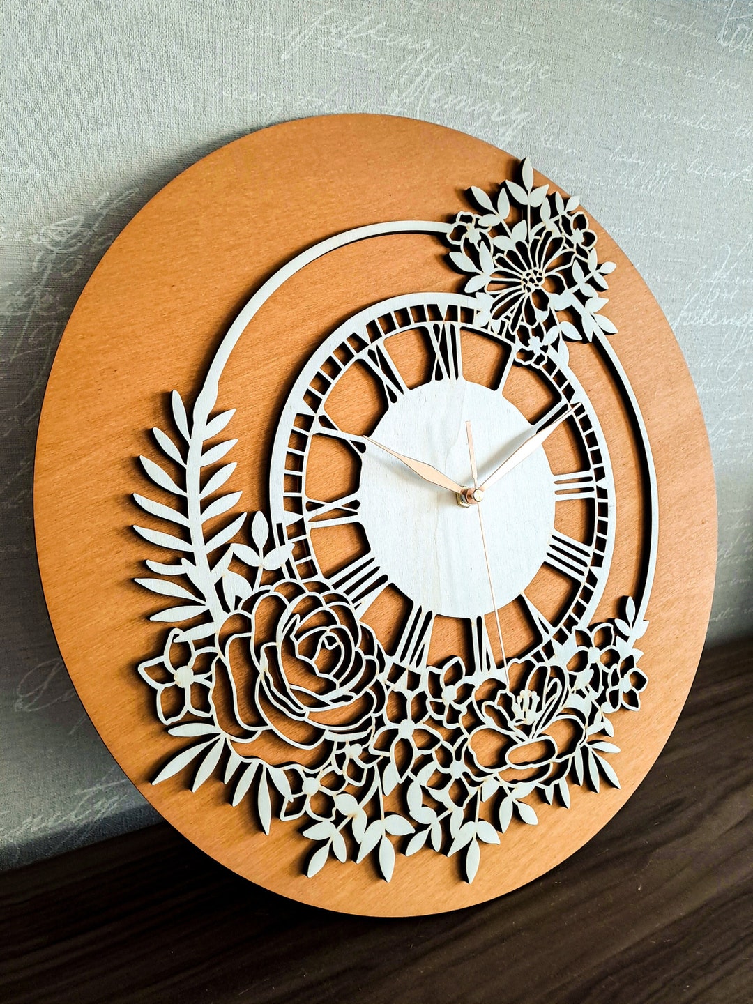 Unique WALL CLOCK Flowers Floral Wall Art French Vintage Etsy