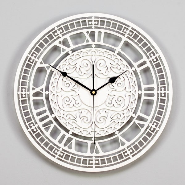 horloge murale vintage, design victorien, horloge en bois pour chambre à coucher, salon, horloge murale silencieuse, fretwork, fait à la main, horloge ornée, style rétro