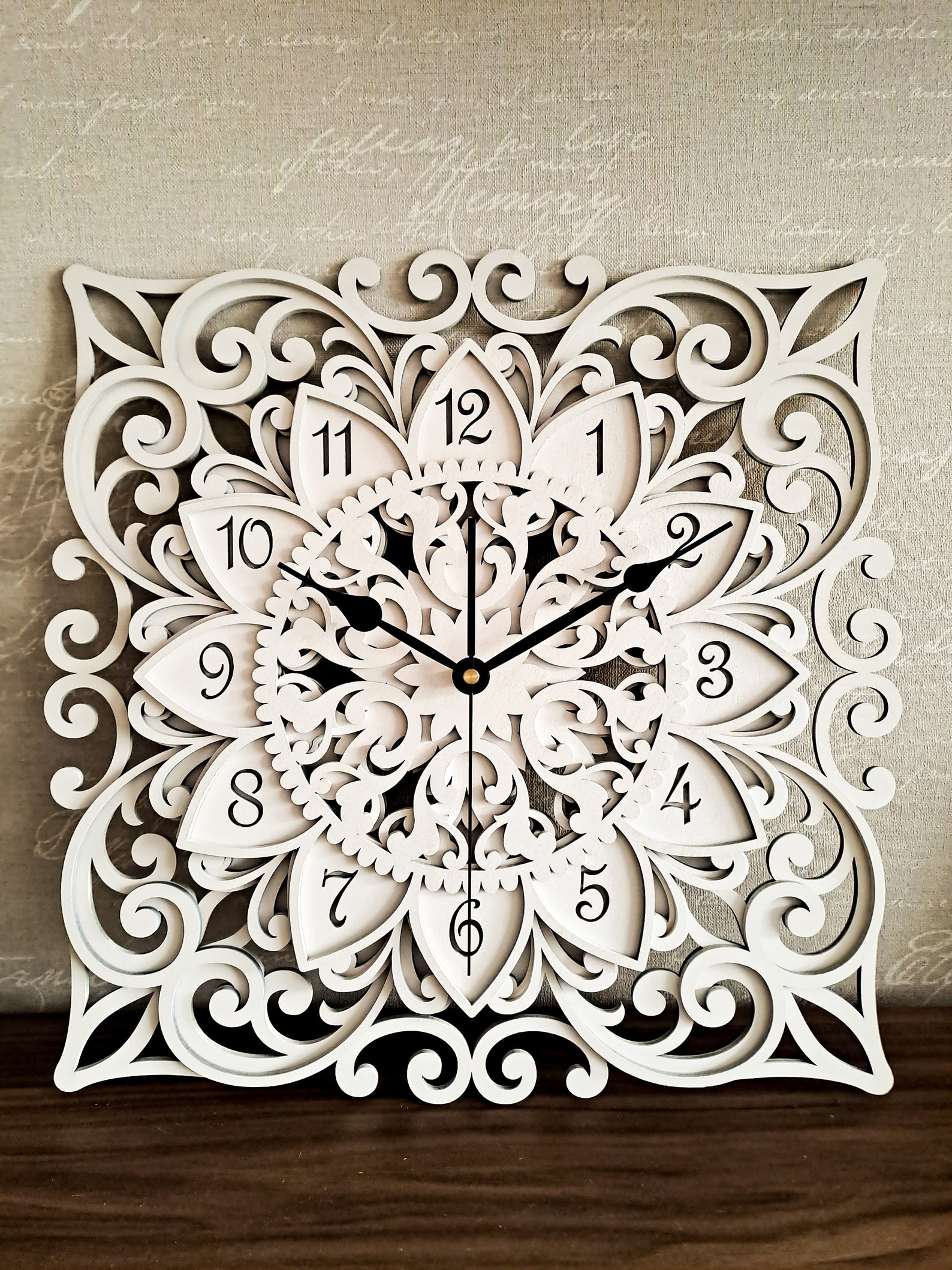 Boho, Geometric, Wooden Wall Clock, Multi Layered, Unique Ornament ...