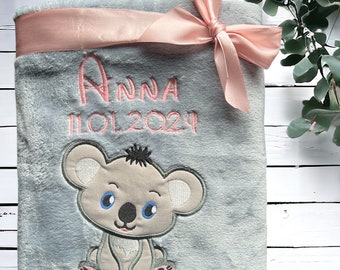 Couverture pour bébé « petit Koala Berti » personnalisable avec nom et autres détails - couverture