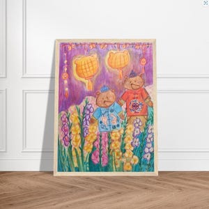 Kunstdruck zum Neujahrsfest - Gladiolus Blumen - Fine Art Poster - Mondjahr Geschenk - Einweihungsgeschenk