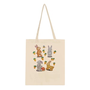 Ostern Aquarell Tragetasche - Hase Liebhaber - Baumwolle Tragetasche Natur - Aquarell Illustration