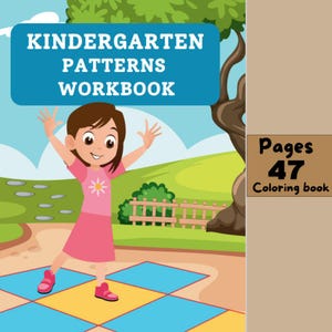 47 Kindergarten Schnittmuster Arbeitsheft | Sofortiger digitaler Download | Muster Handschrift Übung Vorschule Homeschool Montessori | Farbe Fleißiges Buch