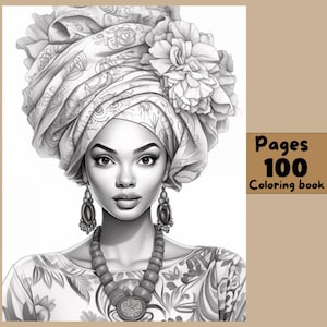 Set of 100 Pages | African Black Woman Coloring Sheets | Printable PDF Coloring Book | Minimalist Coloring Pages | Instant Digital Download