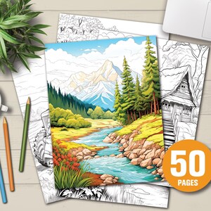 50 Country Life Coloring Books | Instant Digital Download | Adults and Kids Relaxing Coloring Sheets | Light and Dark Version | PDF Files