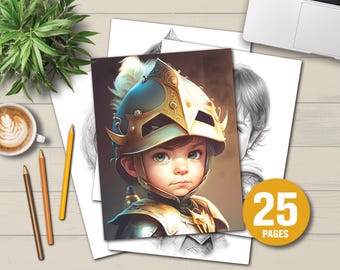 25 Knight Boys Coloring Pages | Stress Relief Printable (Instant Download)