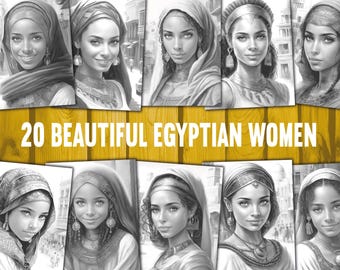 Egyptian Women Coloring Pages | Light & Dark PDF (Digital Download)