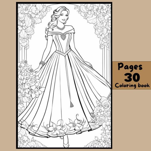 Women's Fashion Coloring Pages | 30 Dress Designs (Printable PDF)