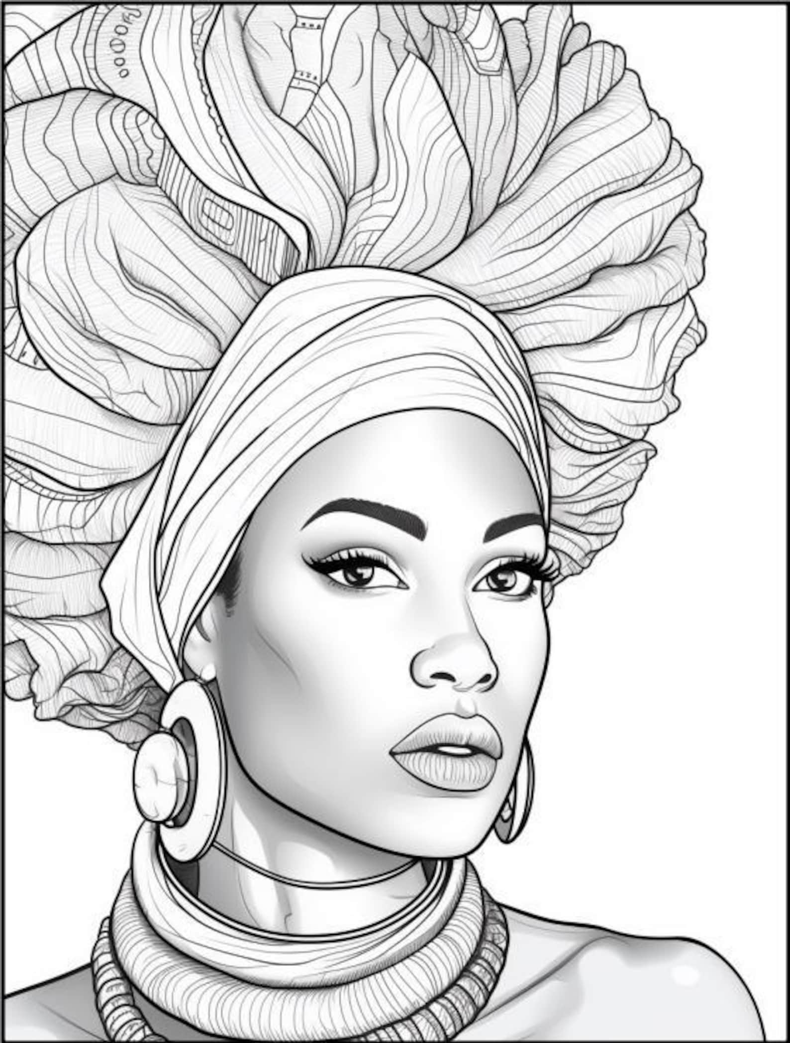 African Black Woman Coloring Pages | 100 Printable Stress Relief ...