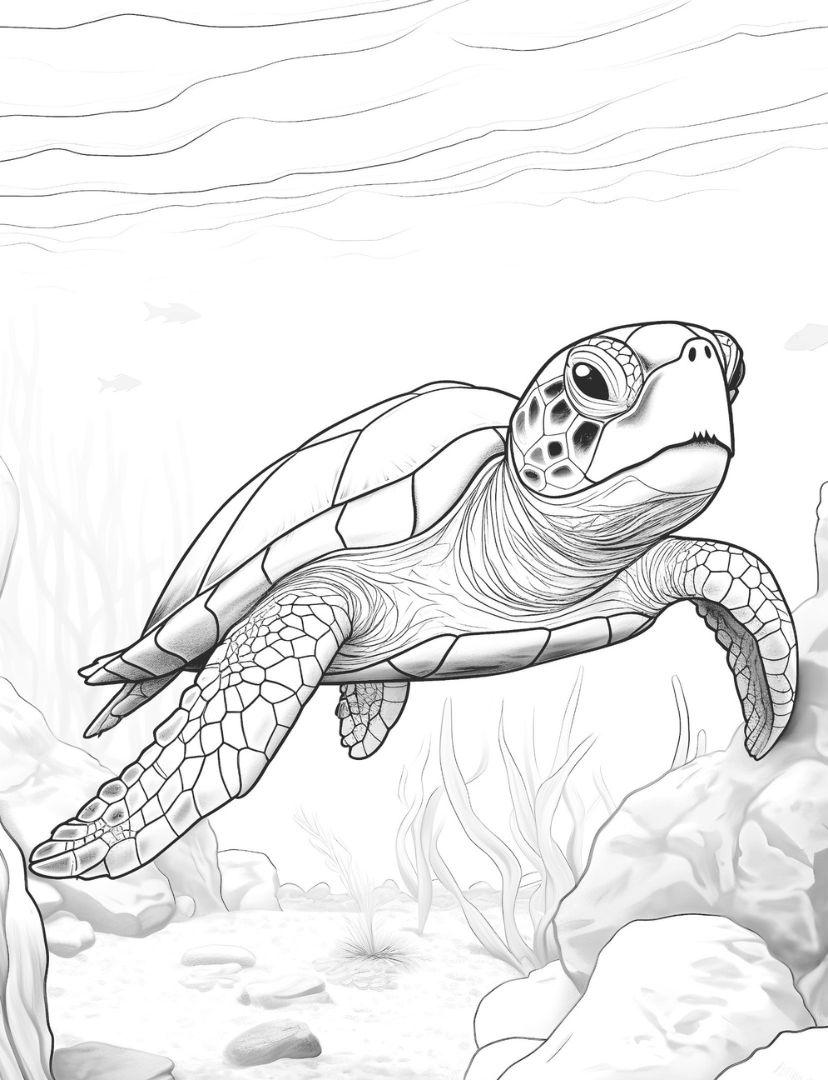 50 Turtle Coloring Pages | Detailed Light & Dark Designs (PDF Files) - Etsy