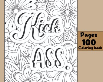 Swear Words Coloring Pages | Set of 100 Coloring Pages | Printable Instant Digital Download | Funny PDF, Affirmation, Stress Relief Quotes