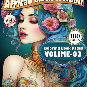 African Black Woman Coloring Page | 180 Printable Coloring Pages | Instant Digital Download | Woman Coloring Sheets | Grayscale African Girl