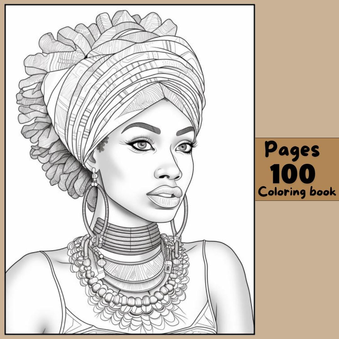 African Black Woman Coloring Pages | 100 Printable Stress Relief ...