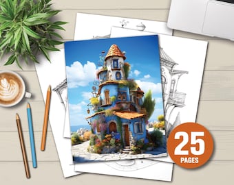 Greek Houses Coloring Page | Mediterranean Architecture (PDF)