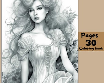 Elegant Woman Grayscale Coloring Pages | Set of 30 (PDF)