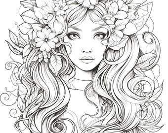 50 Elfs Coloring Pages | Instant Digital Download | Light and Dark Version Pdf | Adults and Kids Relaxing Coloring Sheets | Pdf File Gifts
