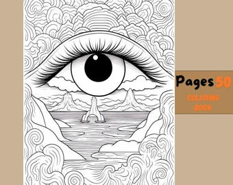 Boho Coloring Book 50 Pages | Landscape Coloring Pages | Aesthetic Coloring Sheets | Printable Pdf File, Boho Coloring | Minimalist Art Book