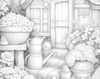 50 Spring Gardens Coloring Page | Instant Digital Download | Light and Dark PDF File | Adults and Kids Relaxing Coloring Sheets | PDF Files
