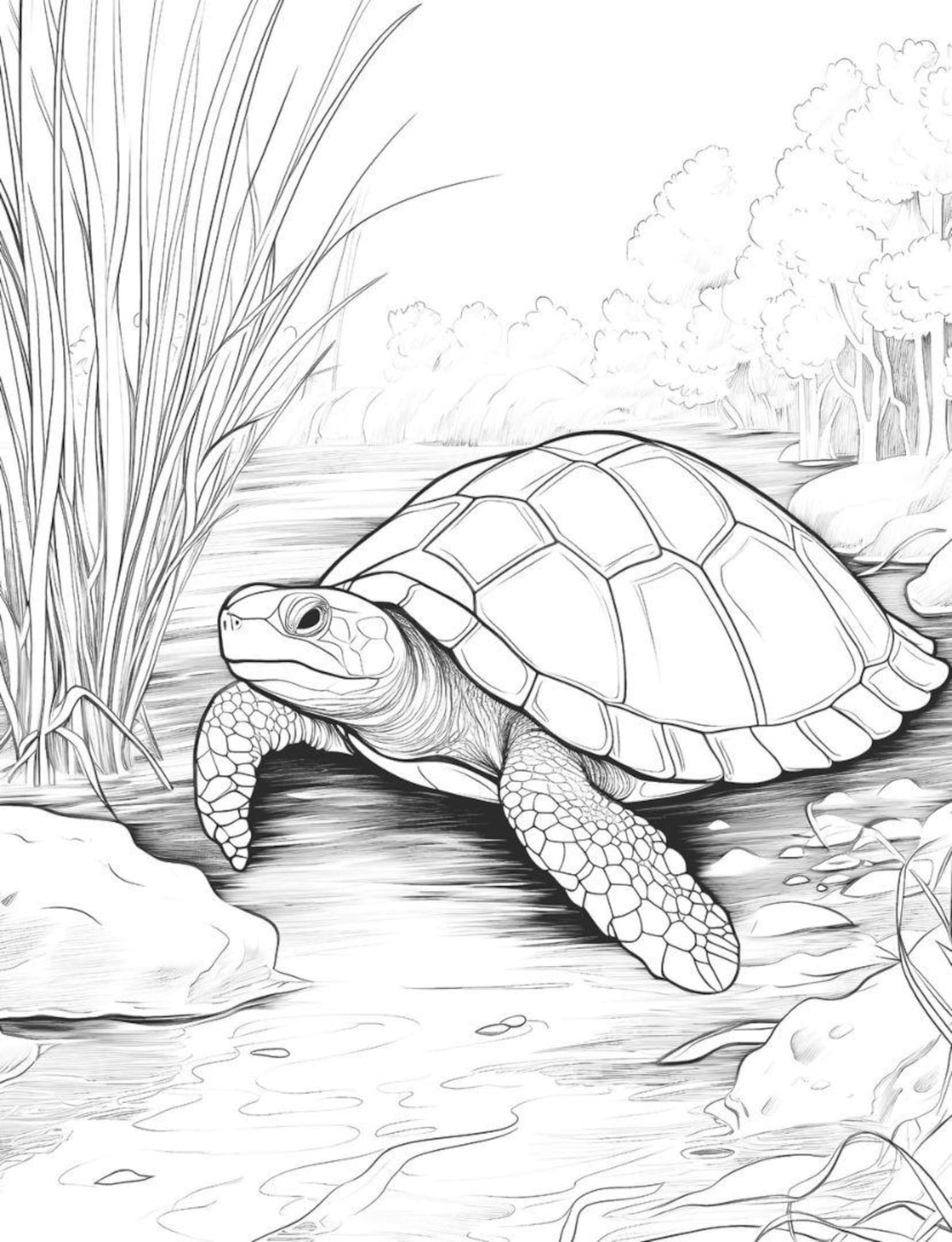 50 Turtle Coloring Pages | Detailed Light & Dark Designs (PDF Files) - Etsy