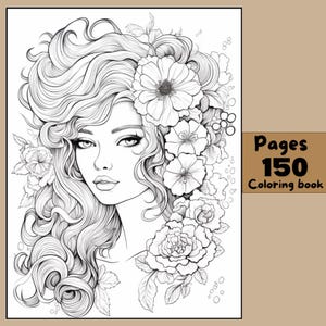 Beautiful Woman Coloring Pages | Set of 150 Coloring Pages | Women Coloring Book PDF | Grayscale Coloring Pages | Instant Digital Download