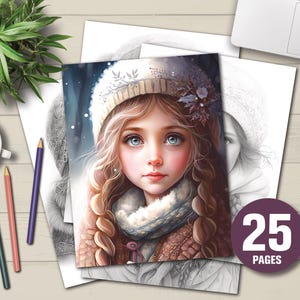 25 pagine da colorare di ragazze invernali / Download digitale istantaneo / Rilassati e liberati dallo stress / Disegni da colorare di moda in scala di grigi per adulti e bambini