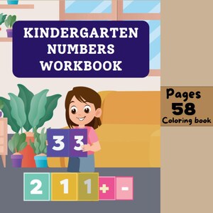 58 Kindergartenzahlen Arbeitsheft | Sofortiger digitaler Download | Muster Handschrift Übung Vorschule Homeschool Montessori | Farbe Fleißiges Buch