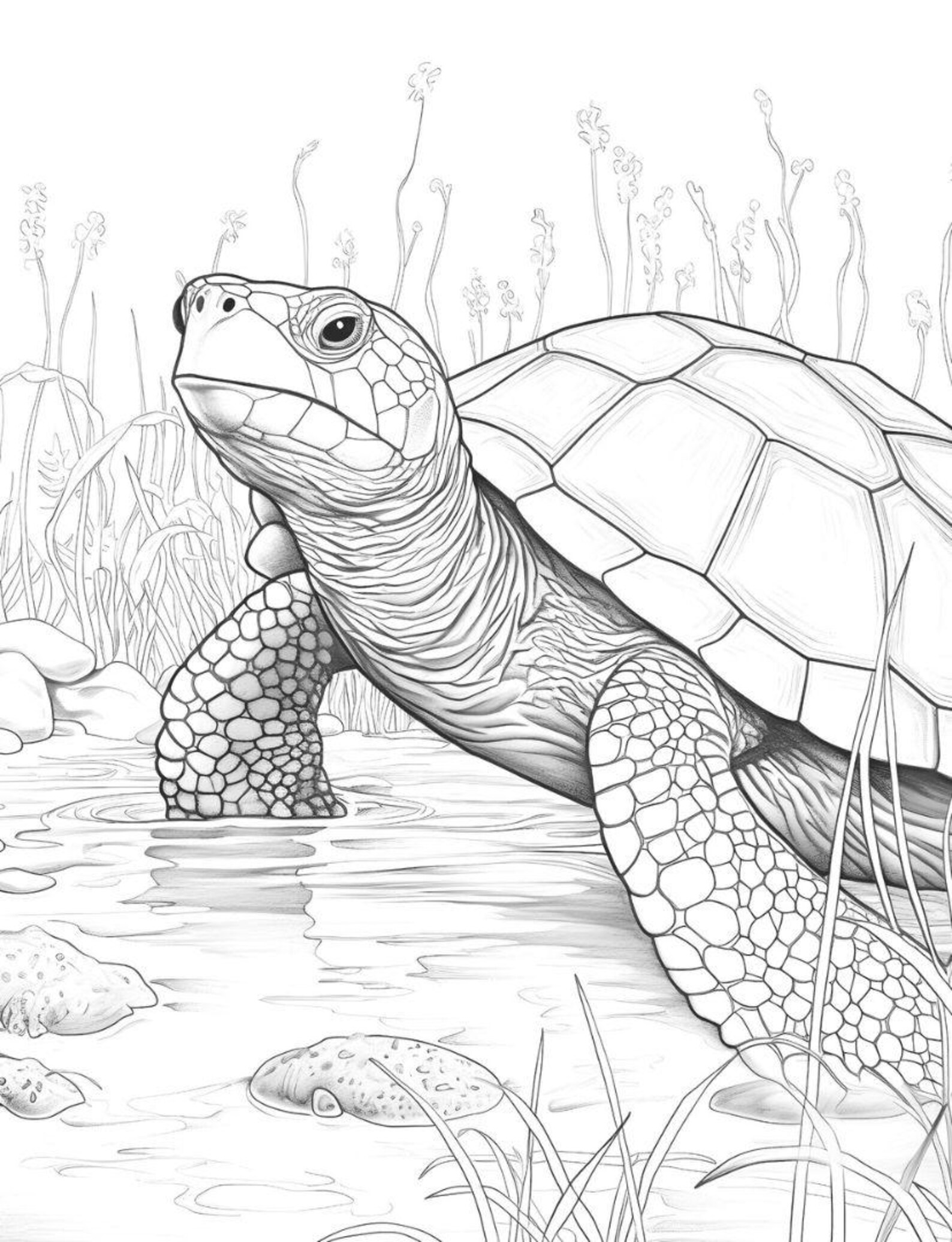 50 Turtle Coloring Pages | Detailed Light & Dark Designs (PDF Files) - Etsy