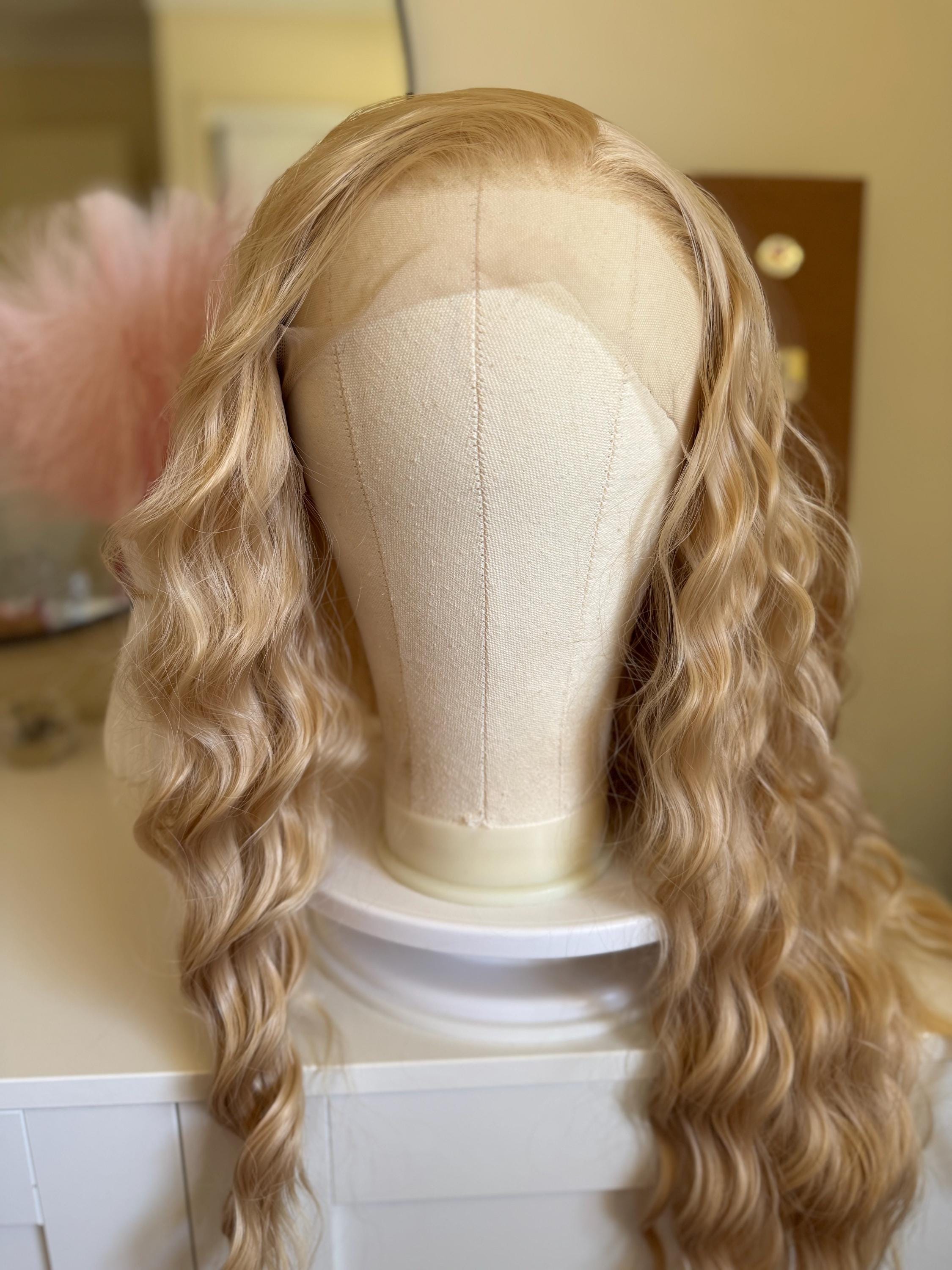 Honey Blonde Long Wavy Lace Front Base Wig - 24 Inch - Etsy display picture 1