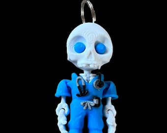Male Skeleton Nurse Keychain