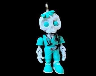 Female Skeleton Nurse Keychain