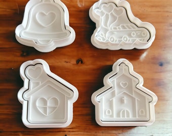Wedding Cookie Cutter Four Pack-Set 1||Church||Home||Car||Bell
