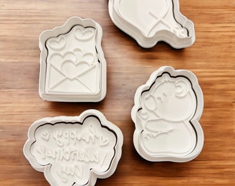 Valentine Cookie Cutters: 3D Printed PLA, Four Pack