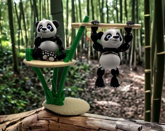 Flexi Pandas (x2) with Bamboo Stand